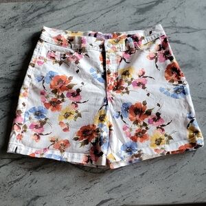 GLORIA VANDERBILT Amanda Floral High Rise Shorts Multi Color Size 12